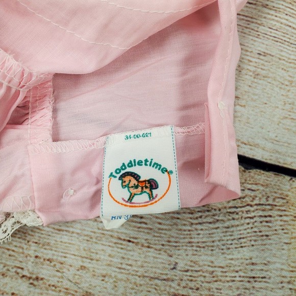 Vintage Toddletime 70's 80's Baby Girl Pink Dress Size 24M US Made - Picture 8 of 9